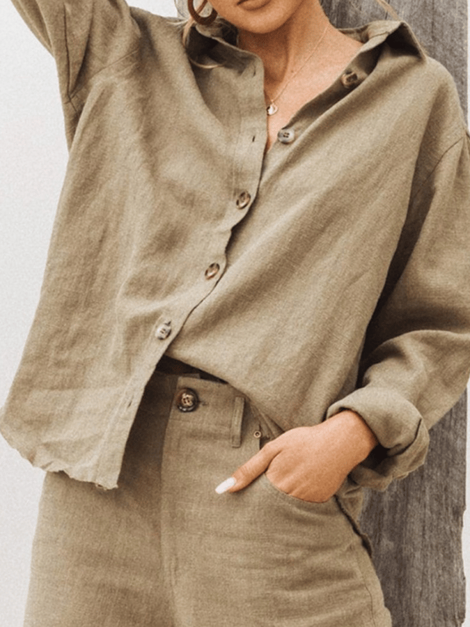 women's cotton linen casual shirt