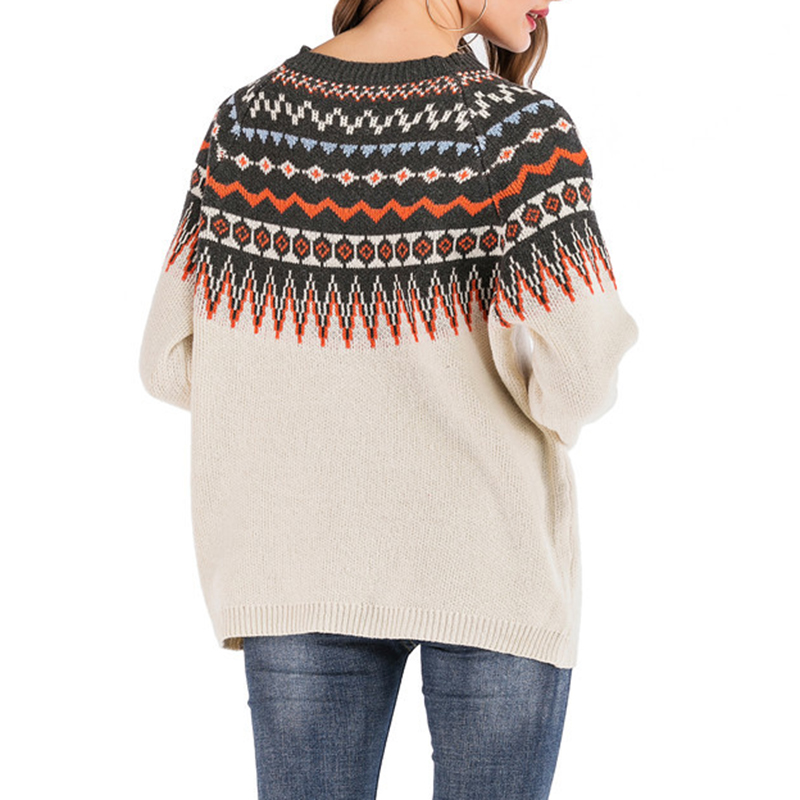 Ethnic Jacquard Ferris Wheel Retro Sweater
