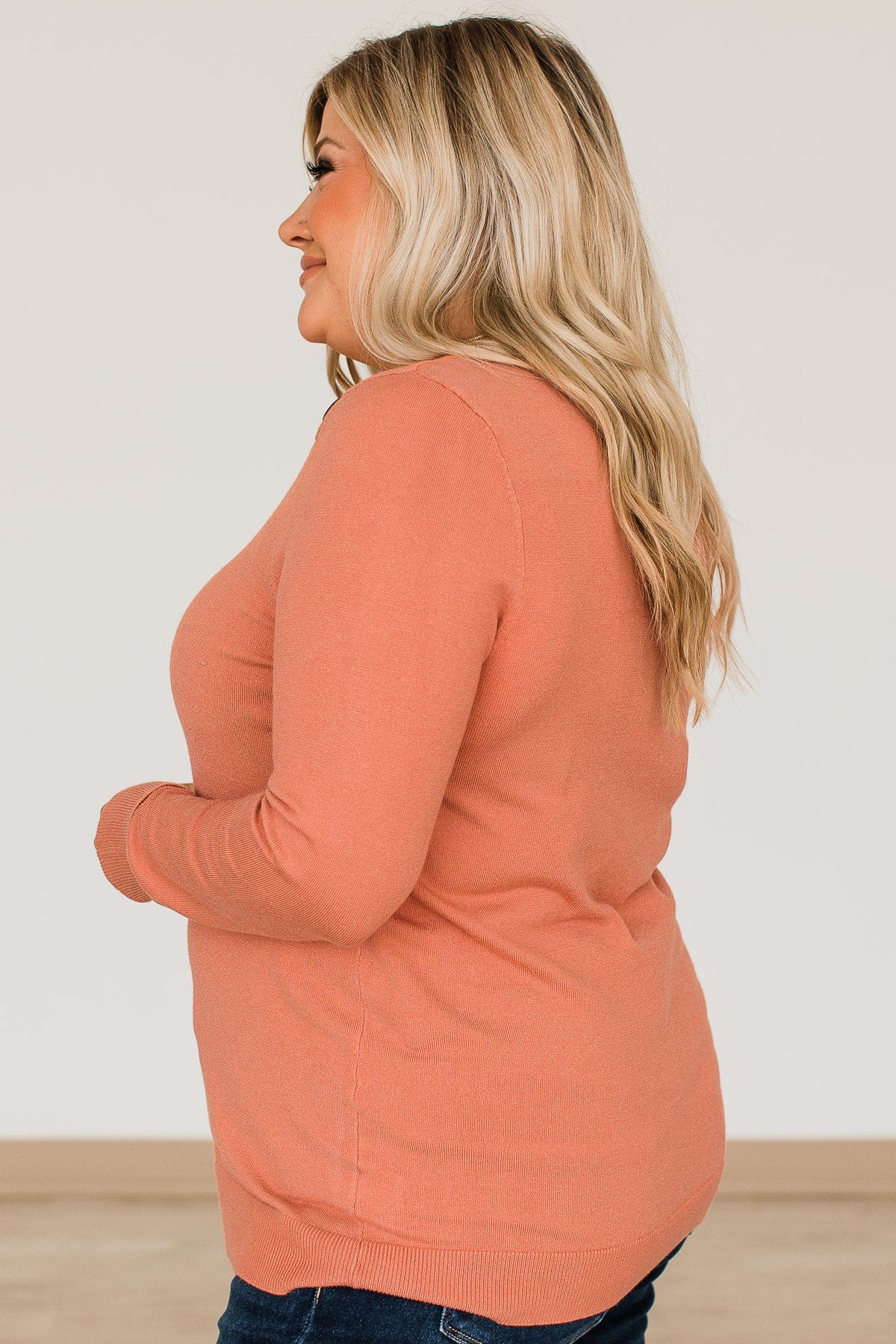 Stay Cozy Knit Sweater- Light Rust