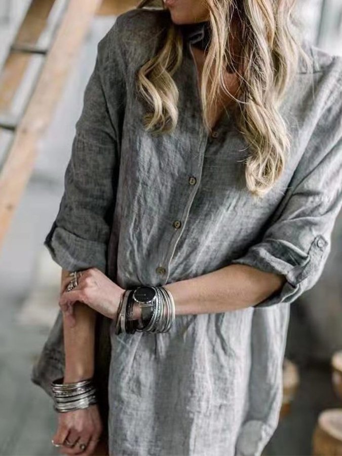 Ladies Cotton Linen Retro Fashion Shirt