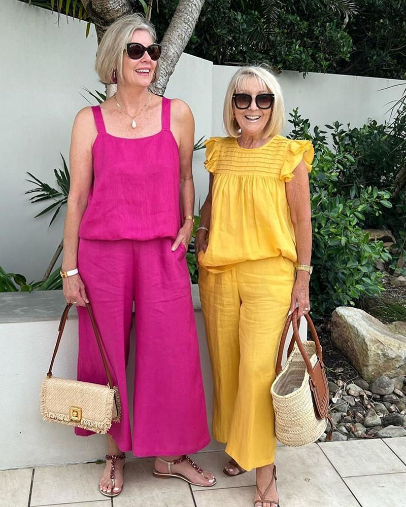 Ruffle Stitching Loose Linen Suit