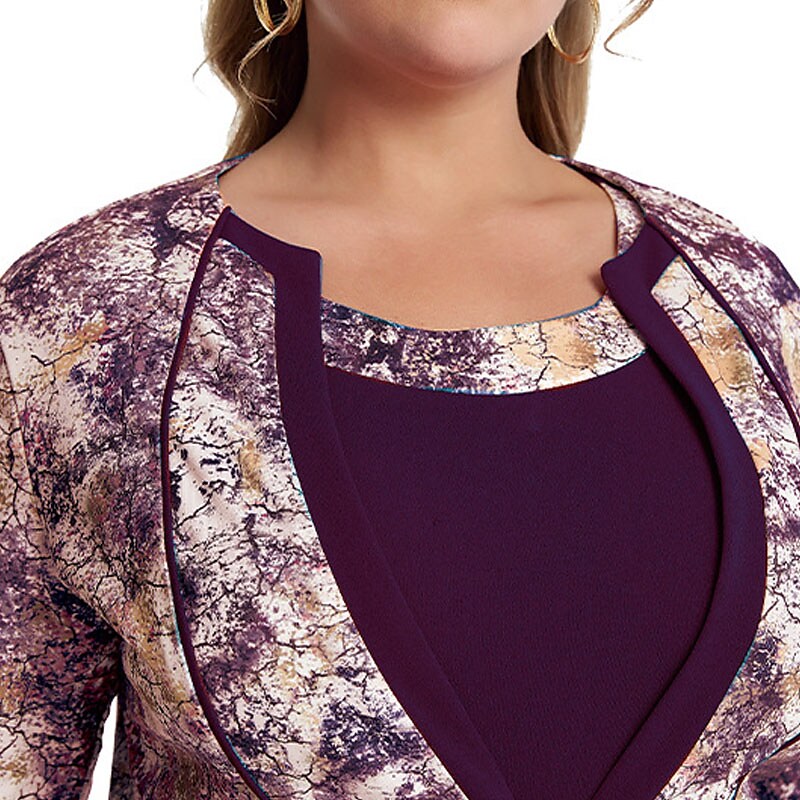 Women's Plus Size Work Dress Floral Crew Neck Print Dress