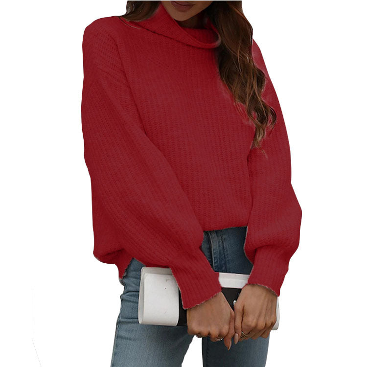 Women's Solid Long Sleeve Turtleneck Sweater