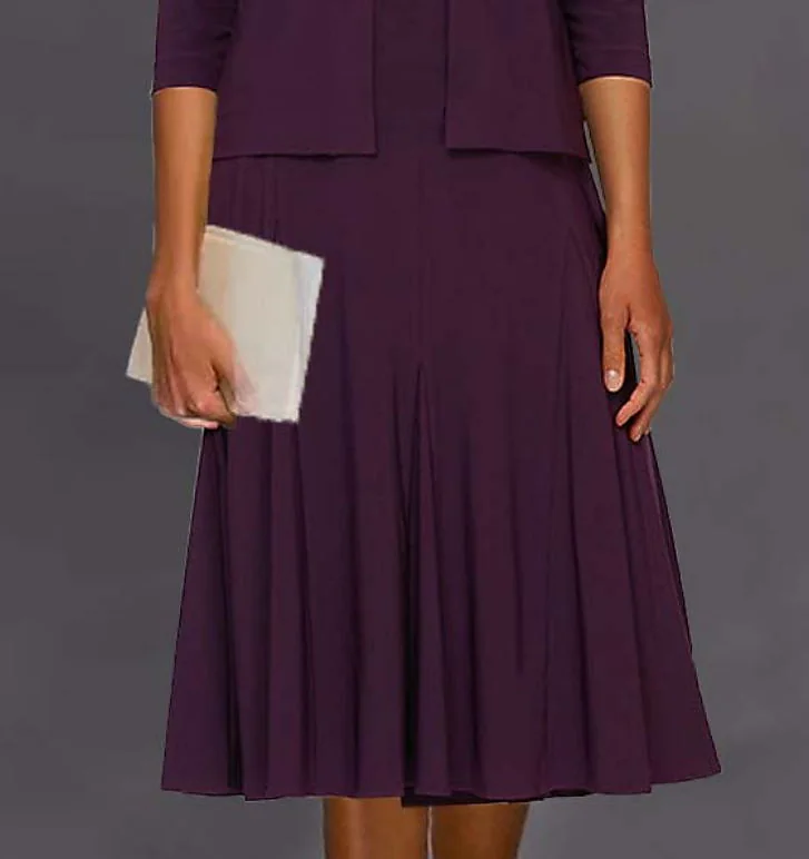 Women's Solid Color Layered Crew Neck Knee Length Casual Dress