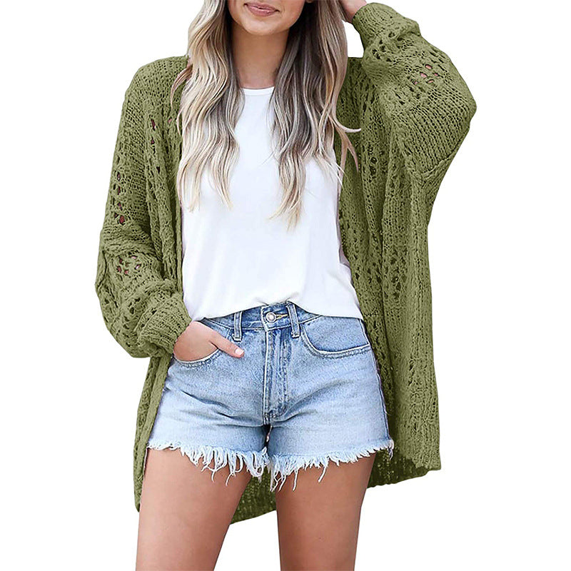 Women's Solid Cutout Cardigan Sweater