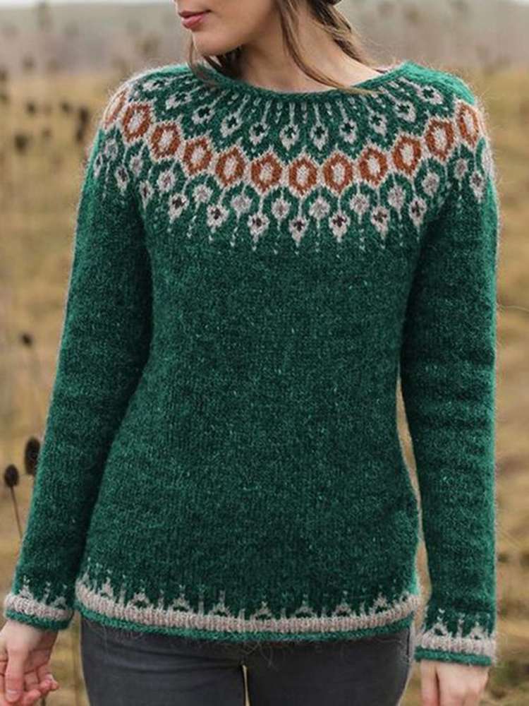 Fairman Island Vintage Jacquard Crewneck Sweater