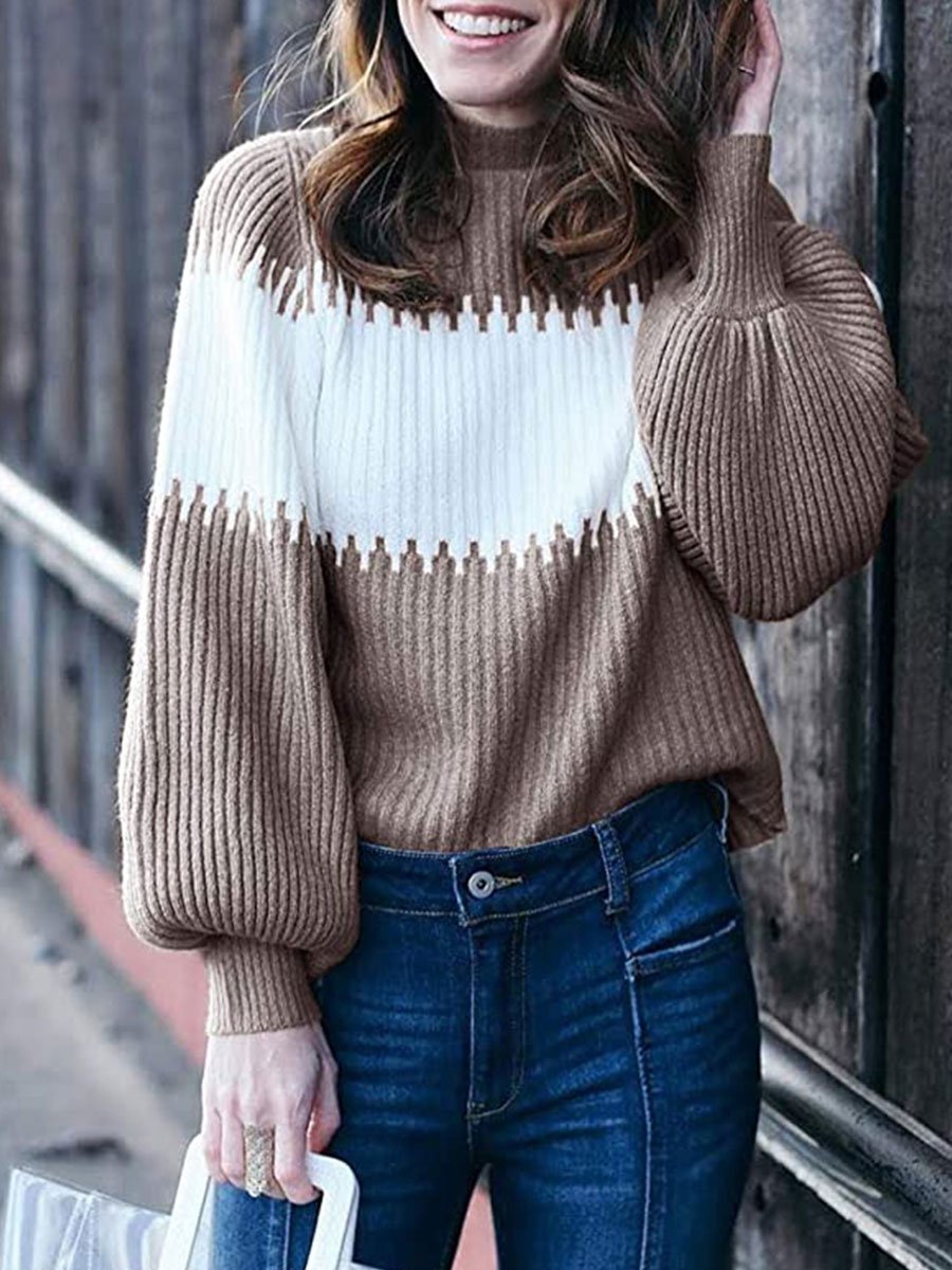 Turtleneck contrast sweater