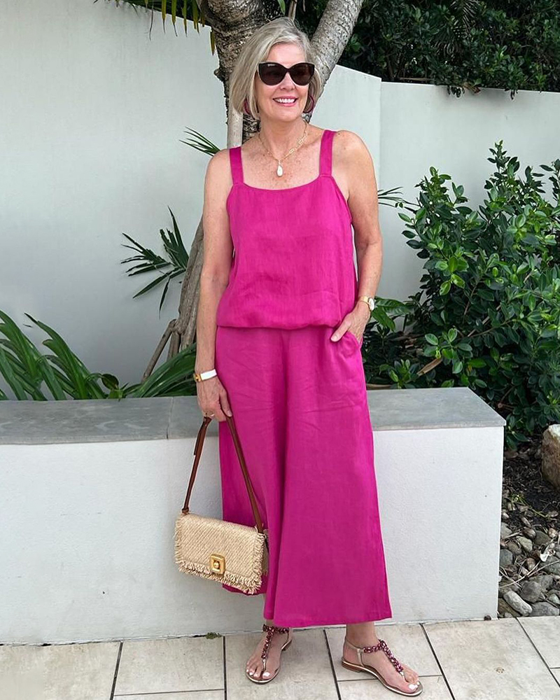 Ruffle Stitching Loose Linen Suit