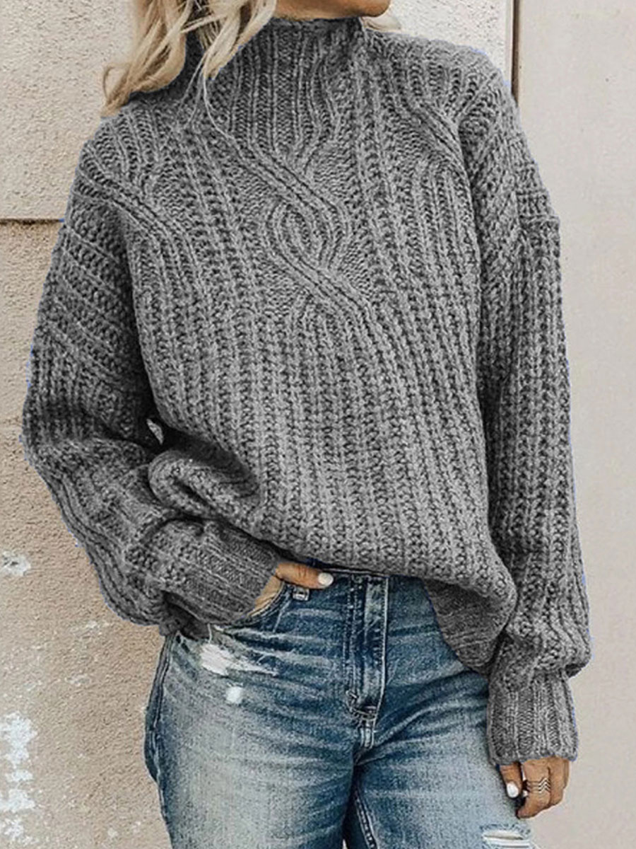 Turtleneck Twist Knitted Pullover Sweater