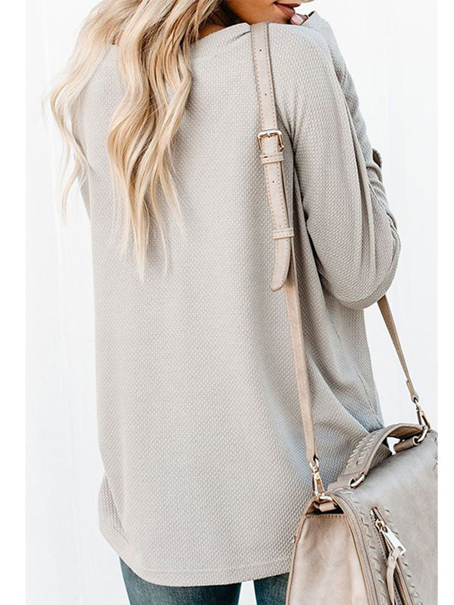 V-Neck Solid Color Single-Breasted Knot Knitted Long Sleeves Cardigan