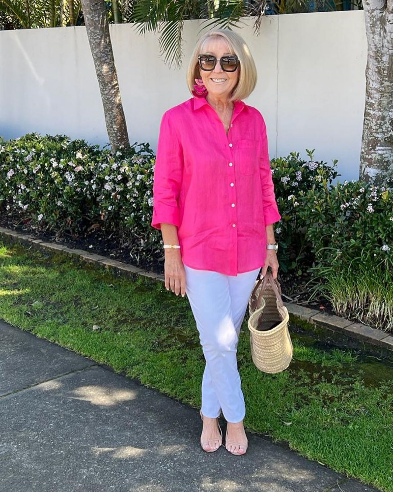 Stand Collar Cotton and Linen Two Piece Set