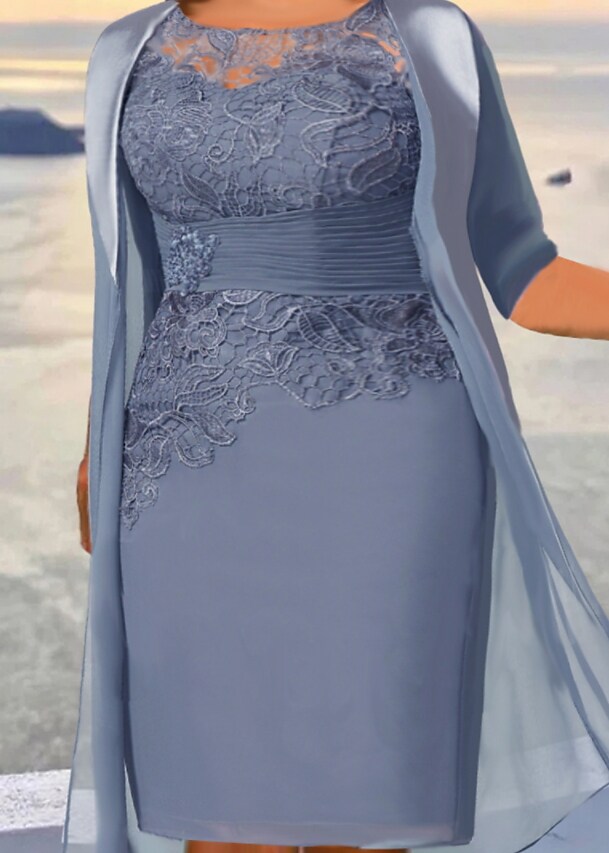 Women's Plus Size Dress Set Solid Color Crew Neck Half Sleeve Dress