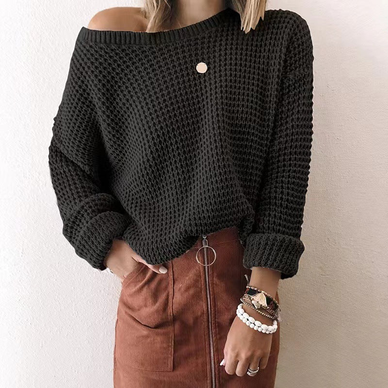 Women's Solid Long Sleeve Knit Top Sweater
