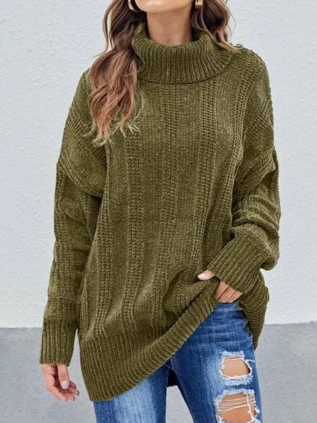 Casual Plus Size Turtleneck Kintting Sweater