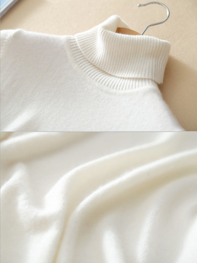 Turtleneck Long Sleeve Wool Blend Sweaters