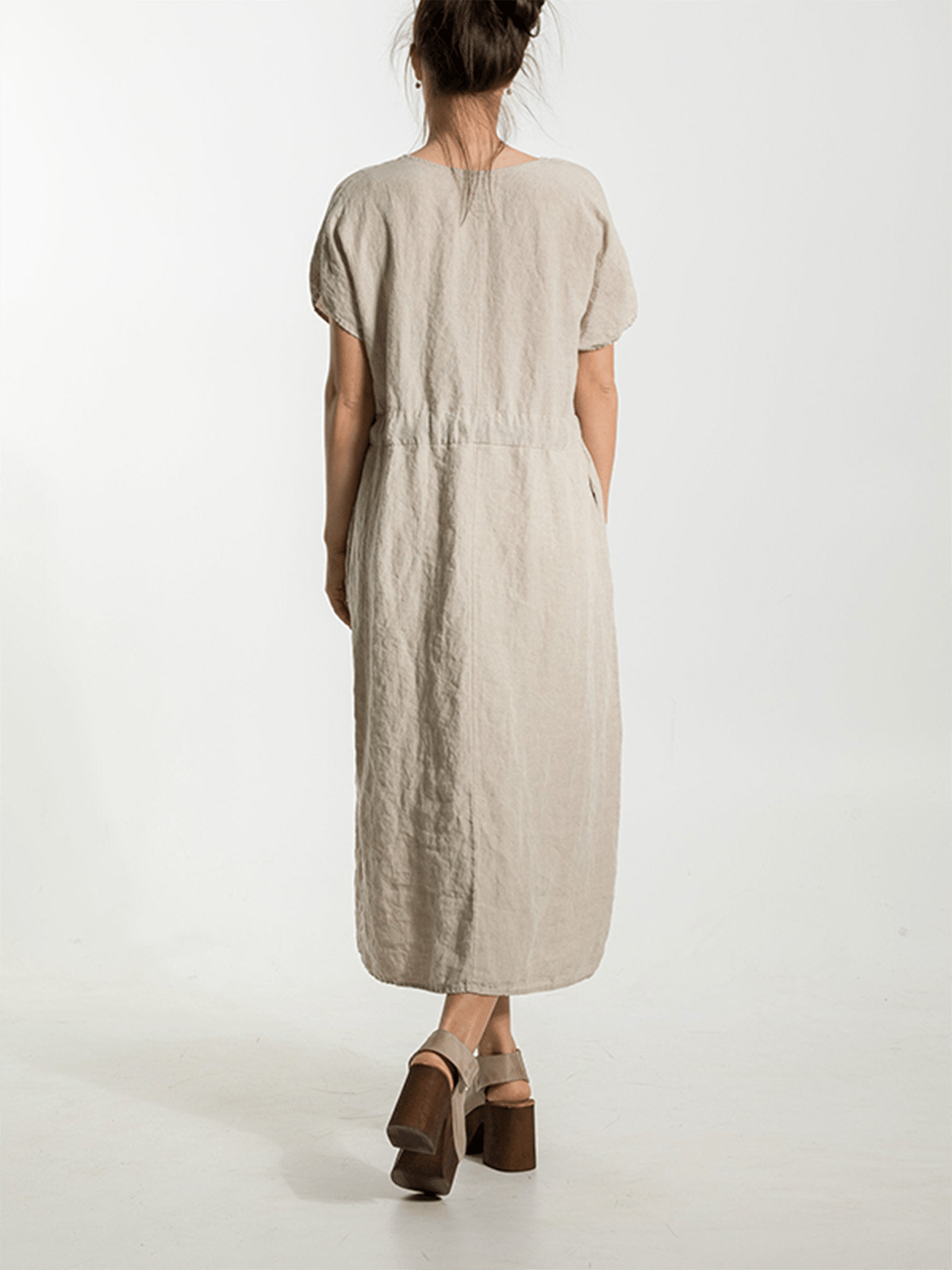 Women's Elegant V-Neck Waist Cotton Dress