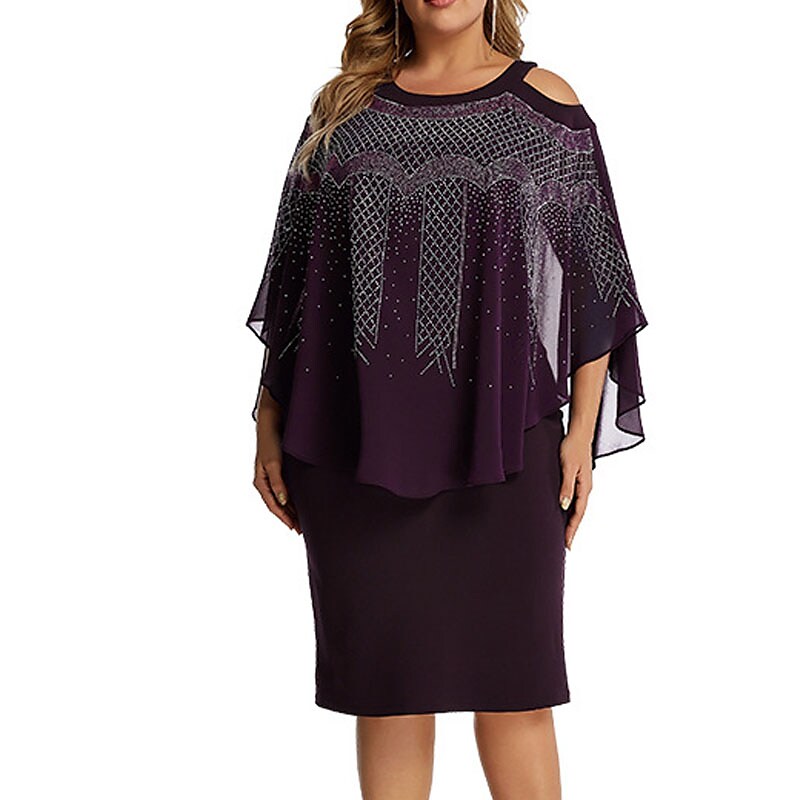 Women's Plus Size Holiday Dress Solid Color Crew Neck Ruched Dress