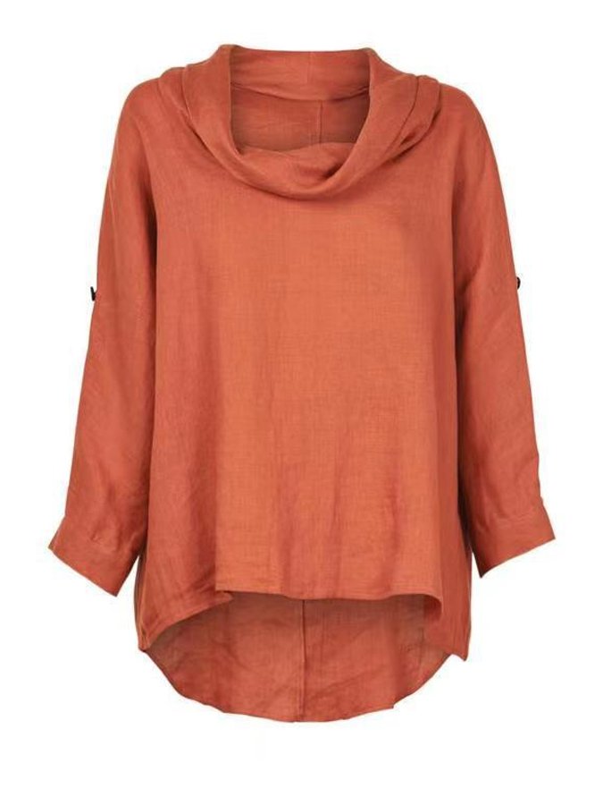 Women's Casual Elegant Pile Collar Cotton Linen Shirt