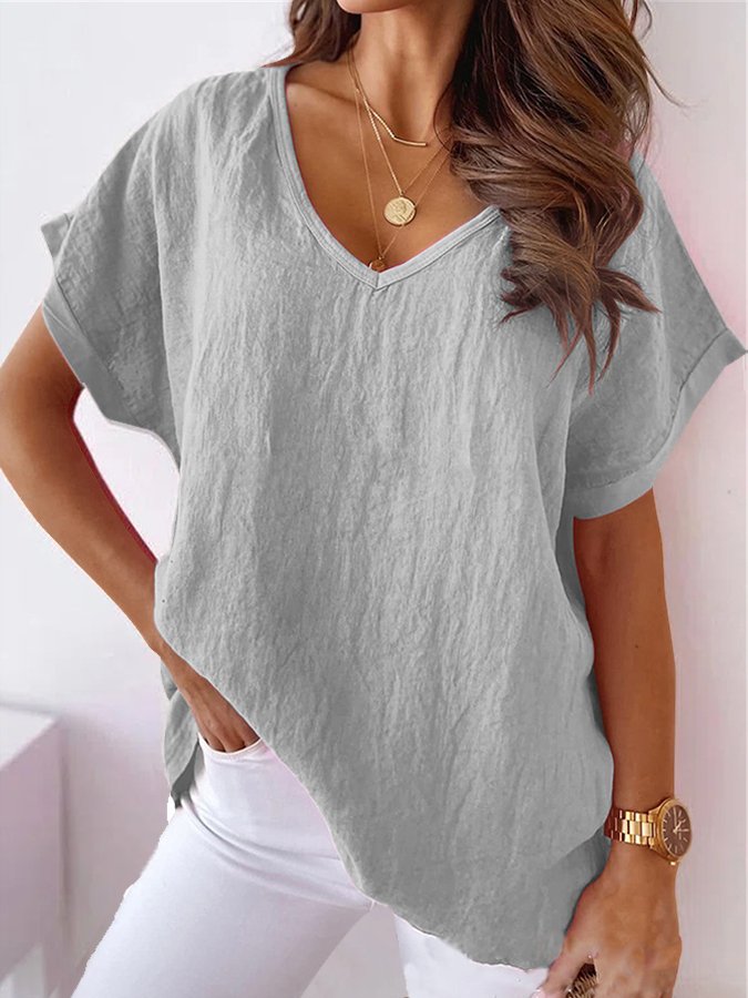 women's cotton linen loose casual top