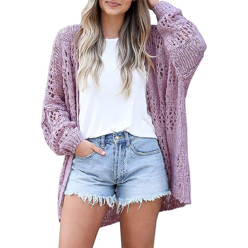 Women's Solid Cutout Cardigan Sweater