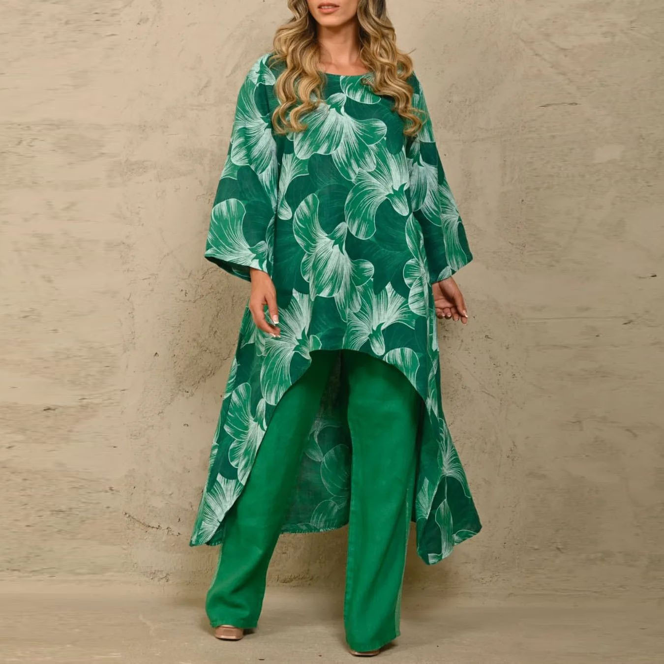 Casual Loose plus Size Print Irregular Long Sleeve Suit