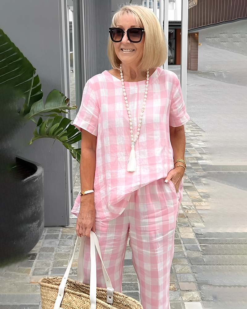 Plaid Top + Pants Two-piece Suit