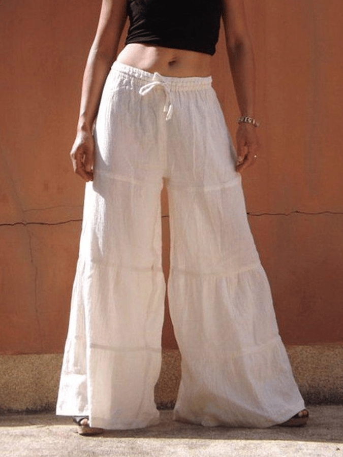women's cotton linen loose wide leg pants