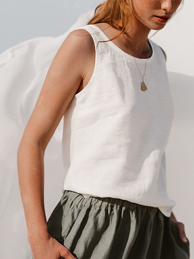 Women's Casual Solid Color Cotton Tank Top