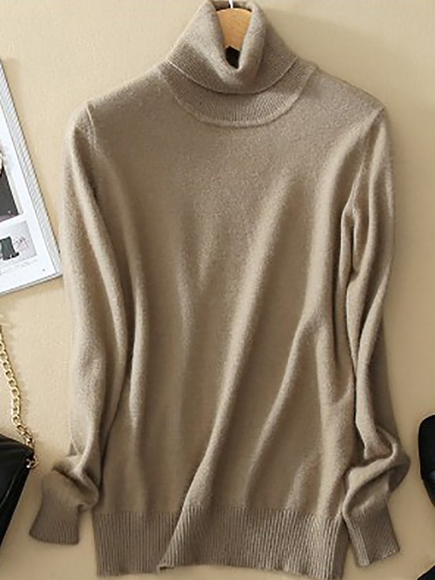 Turtleneck Long Sleeve Wool Blend Sweaters