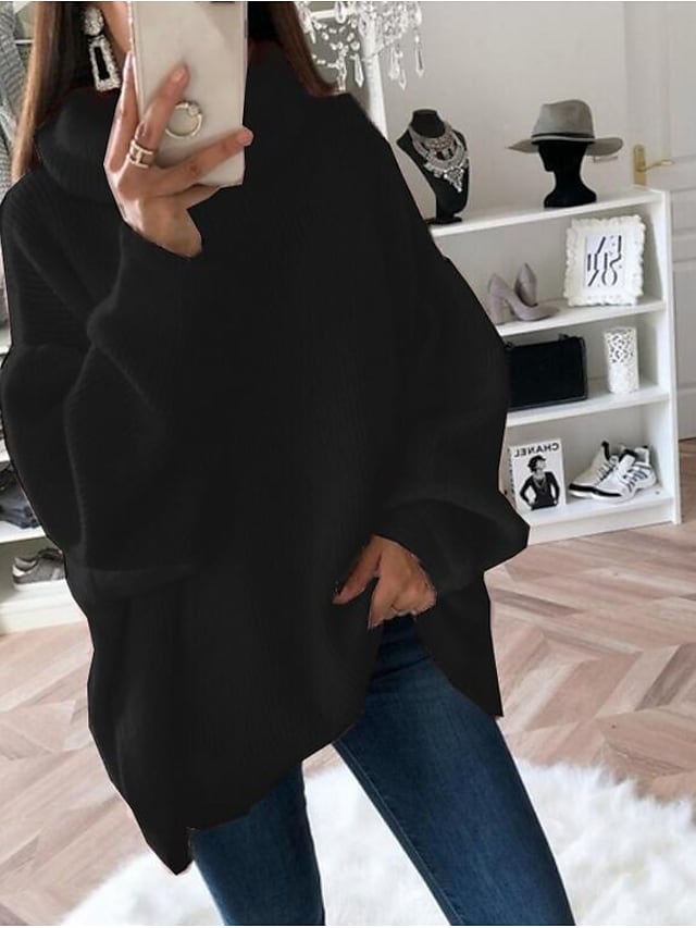 Women's Pullover Sweater Knitted Casual Long Sleeve Loose Sweater