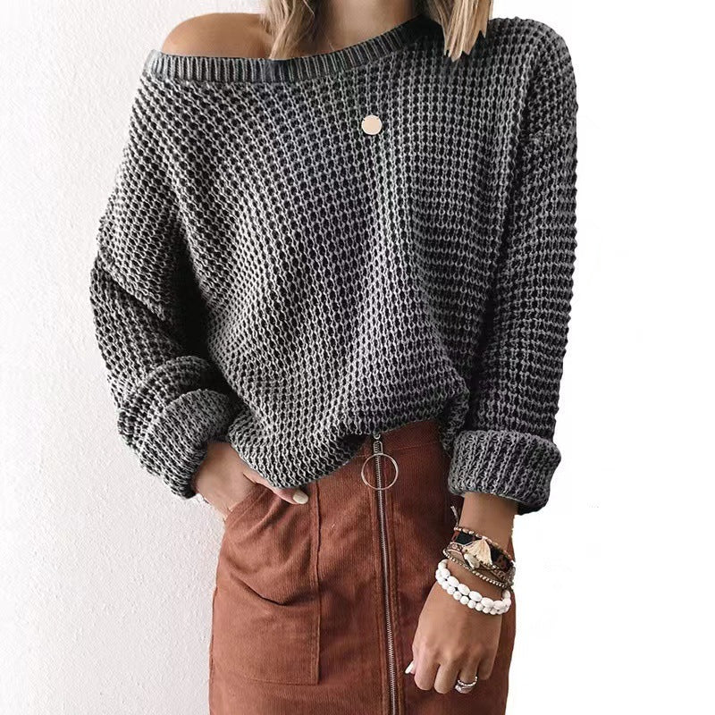 Women's Solid Long Sleeve Knit Top Sweater