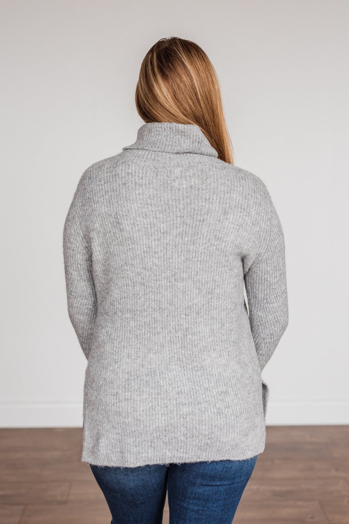 Limelight Aura Knit Cowl Neck Sweater- Grey