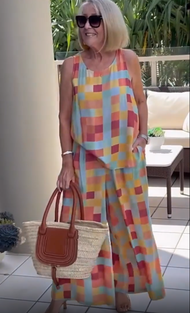 Printed Sleeveless Two-Piece Suit Women