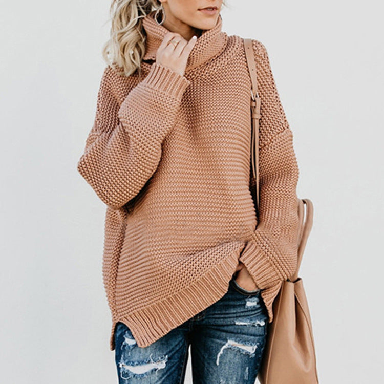 Women's Solid Turtleneck Sweater Top