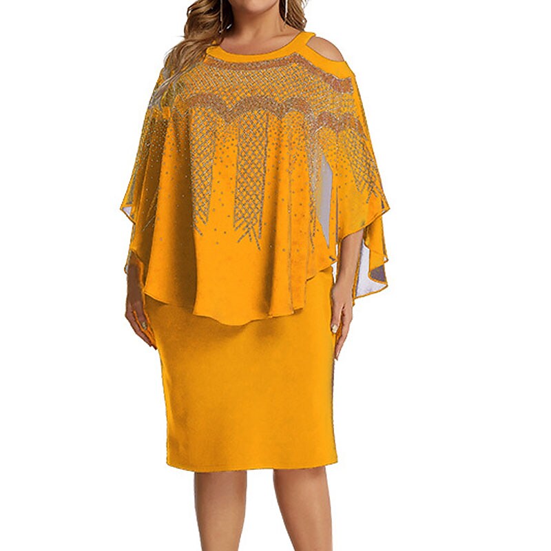 Women's Plus Size Holiday Dress Solid Color Crew Neck Ruched Dress