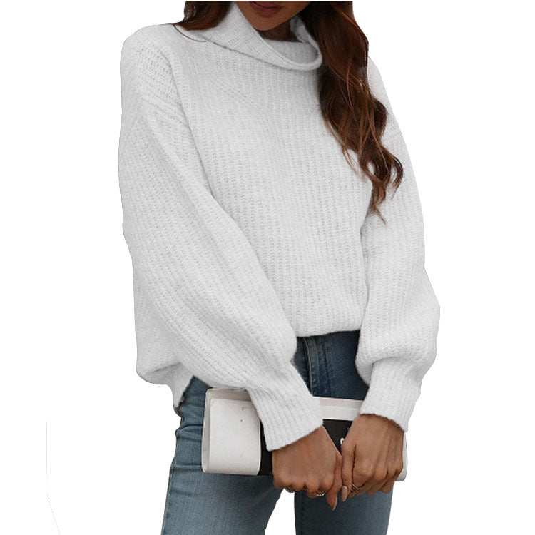 Women's Solid Long Sleeve Turtleneck Sweater