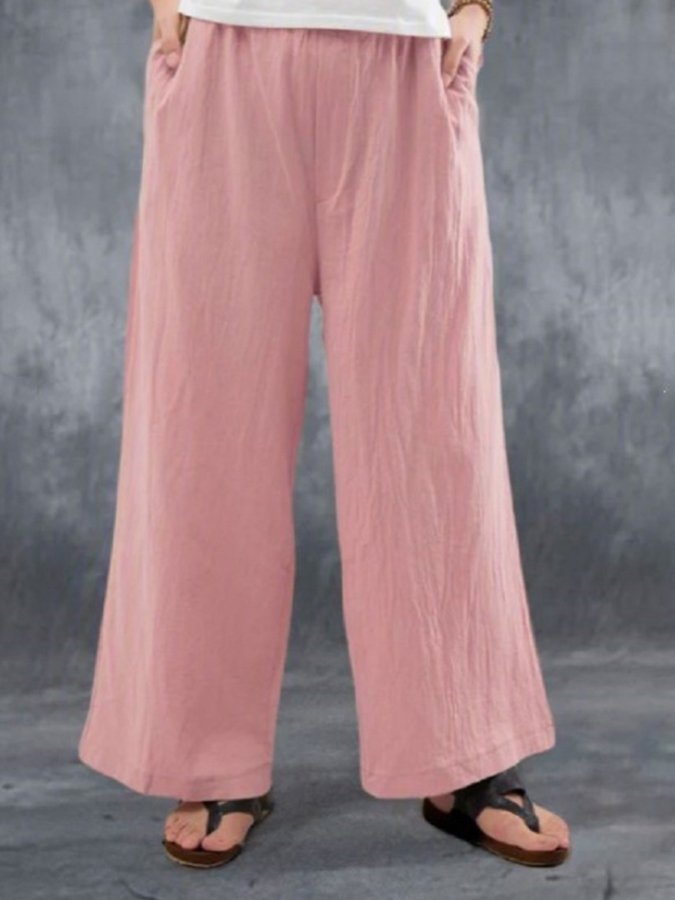 Women's Comfortable Casual Simple Cotton Linen Loose Wide Pants