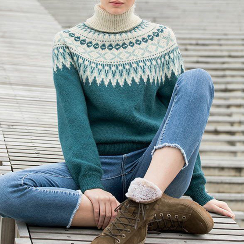 Iceland Mountain Pattern Vintage Sweater