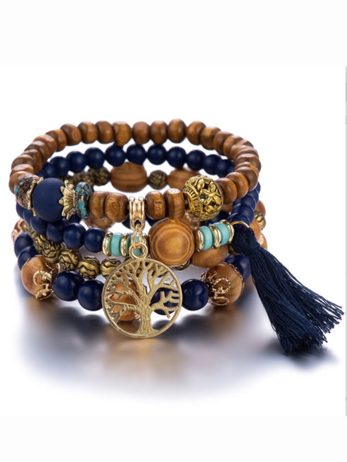 Women's Bohemian Multilayer Wood Bead Bracelet