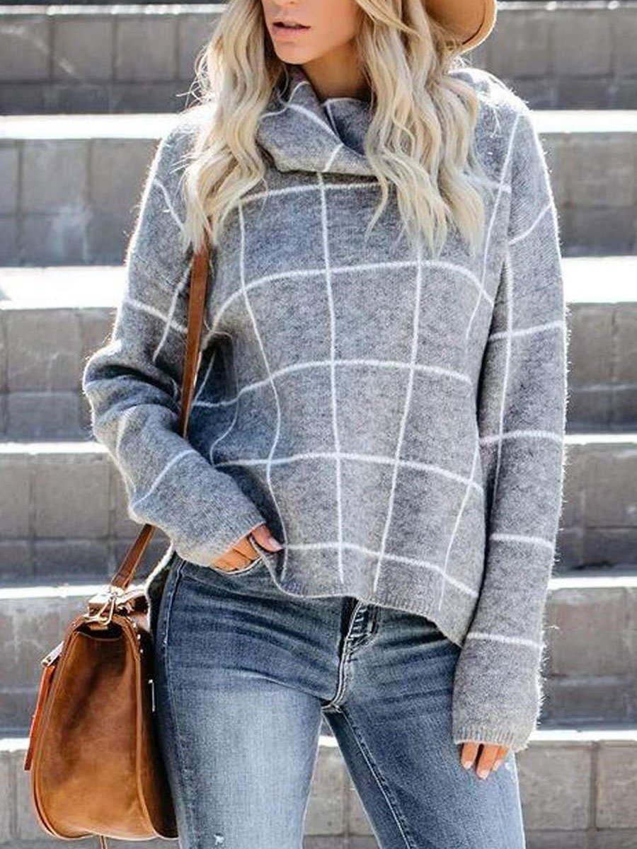 Turtleneck Plaid Sweater