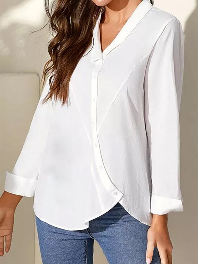 women's cotton linen casual plus size shirt