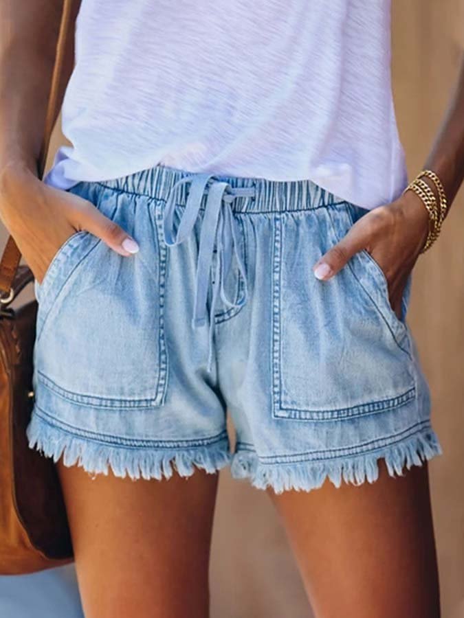 Women's Fringe Denim Casual Shorts