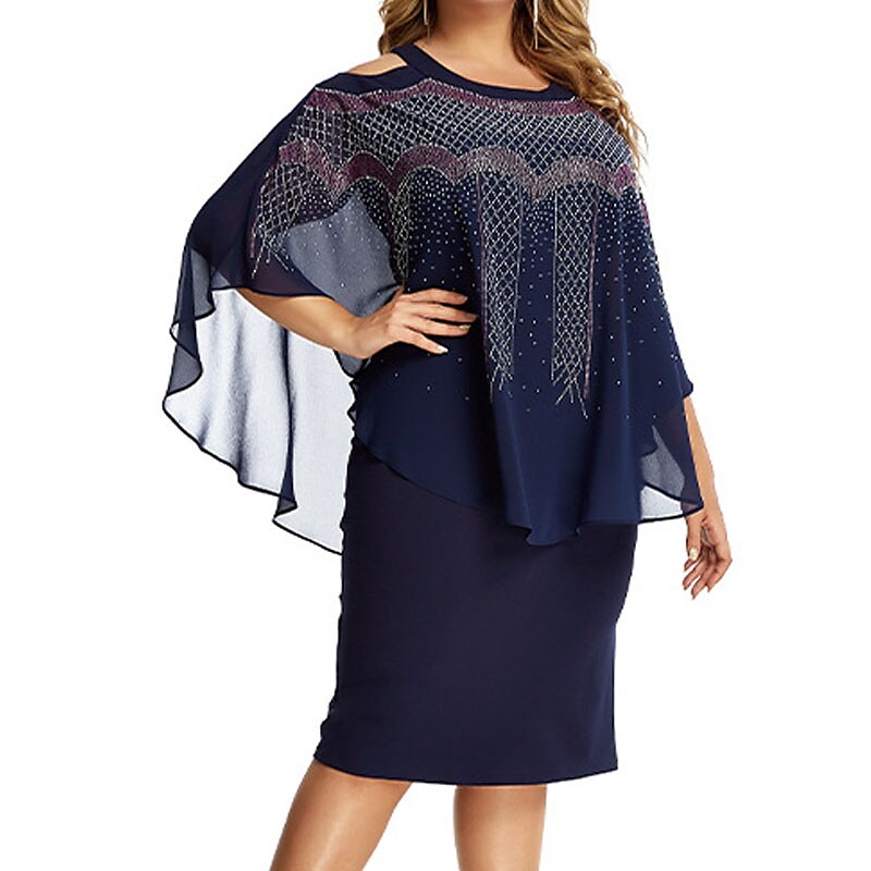 Women's Plus Size Holiday Dress Solid Color Crew Neck Ruched Dress