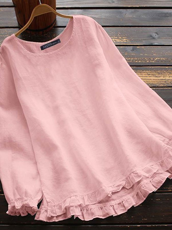 Women's Cotton Ruffle Hem Shirt