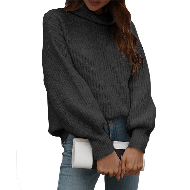 Women's Solid Long Sleeve Turtleneck Sweater