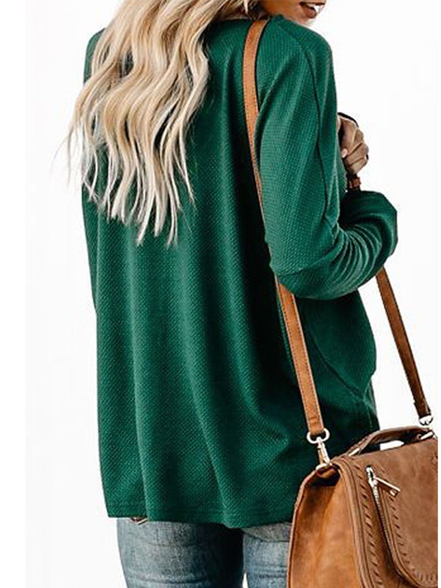 V-Neck Solid Color Single-Breasted Knot Knitted Long Sleeves Cardigan