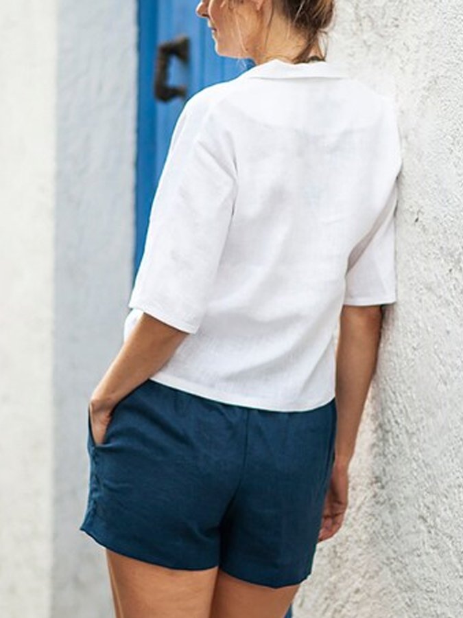 Women's Casual Elegant Double-Breasted Cotton Shirt