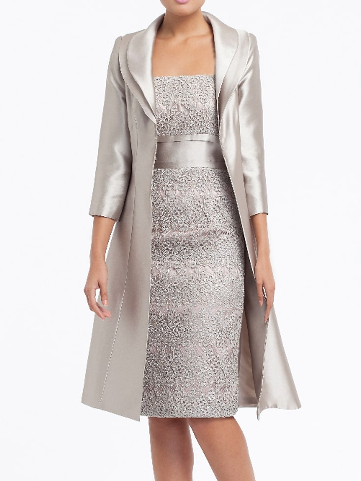 Women's Sheath Dress Knee Length Dress Silver 3/4 Length sleeve