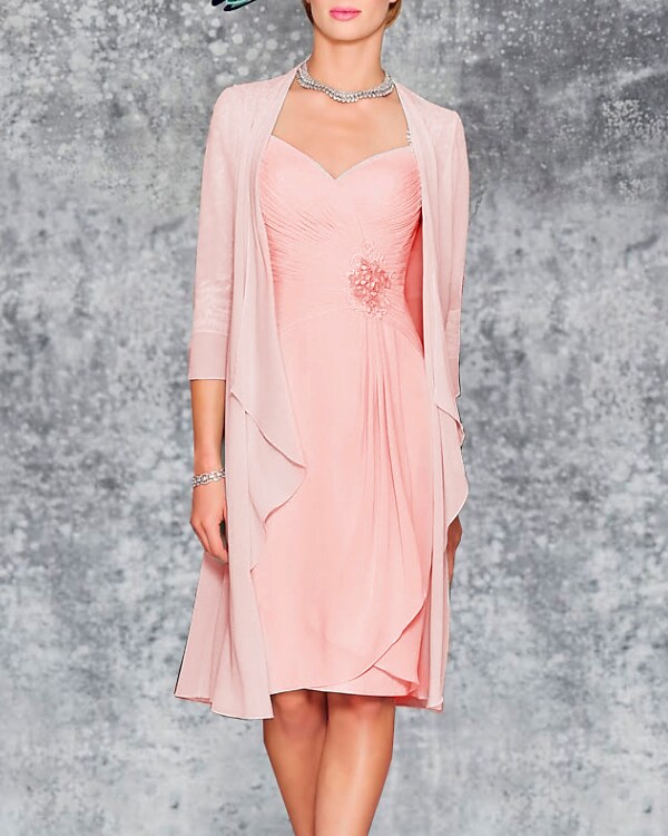 Women's Dress Set Two Piece Dress Knee Length Dress White Pink Light Green Half Sleeve Floral Pure Color Ruched Lace Fall Spring V Neck Elegant Formal 2022 S M L XL XXL 3XL 4XL 5XL 6XL