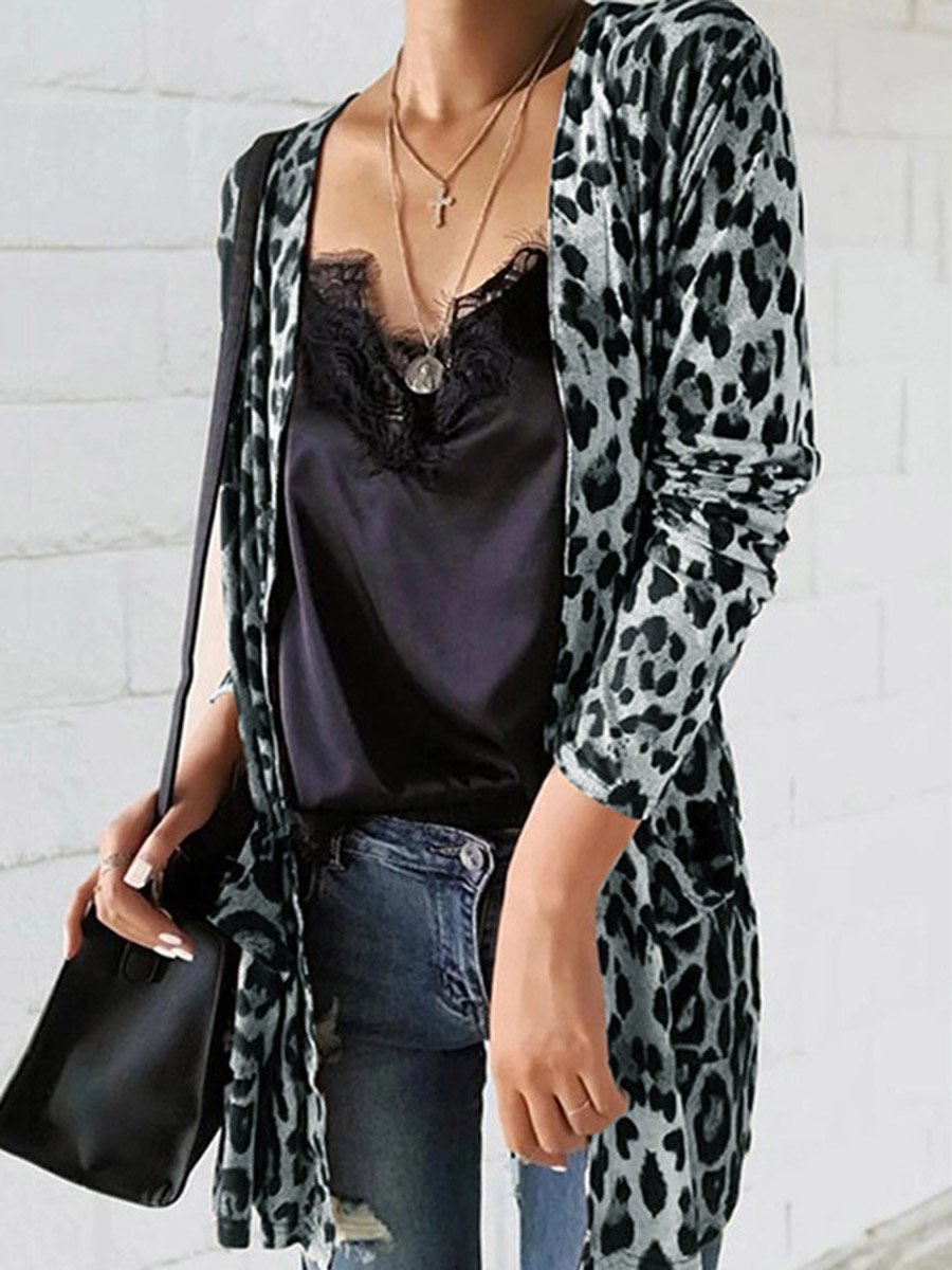 Long Sleeves Leopard Cardigan